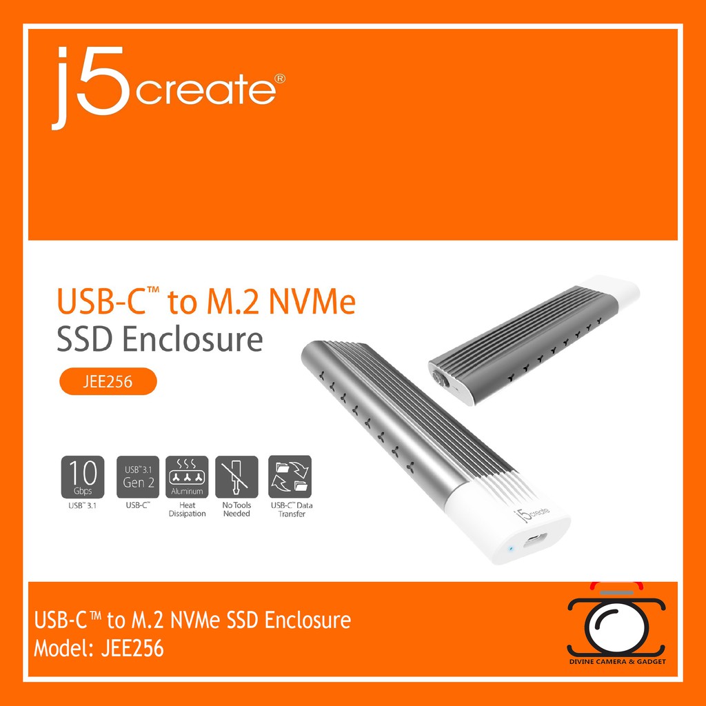 j5create  JEE256 USB-C™ to M.2 NVMe SSD Enclosure