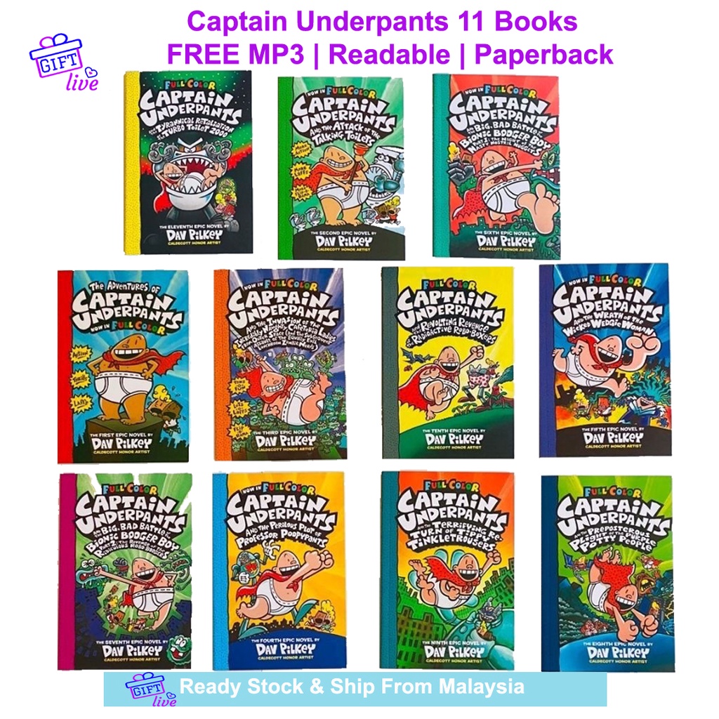 Captain Underpants Full Color Print 11 Books Collection English Comics