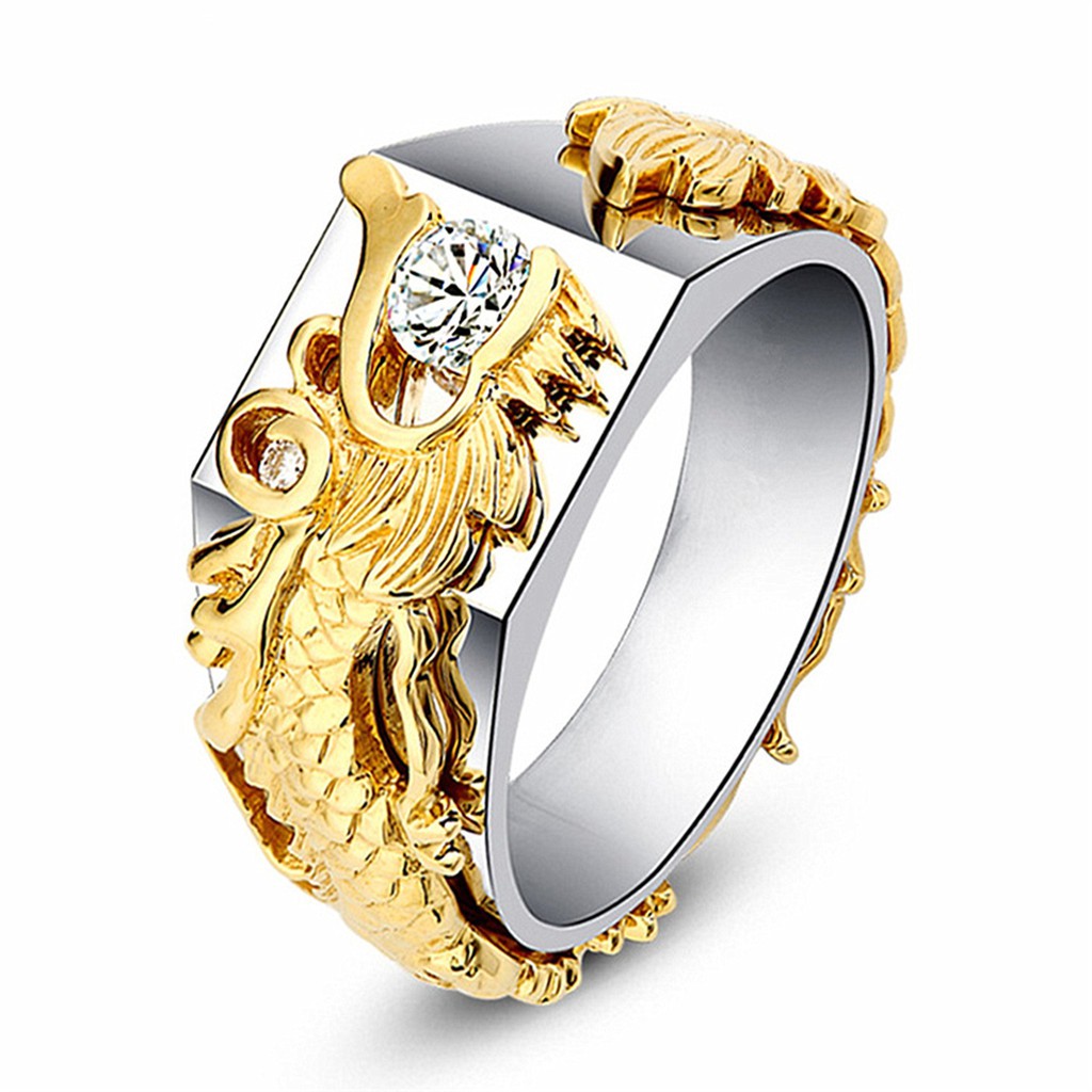 Mens gold on sale dragon ring