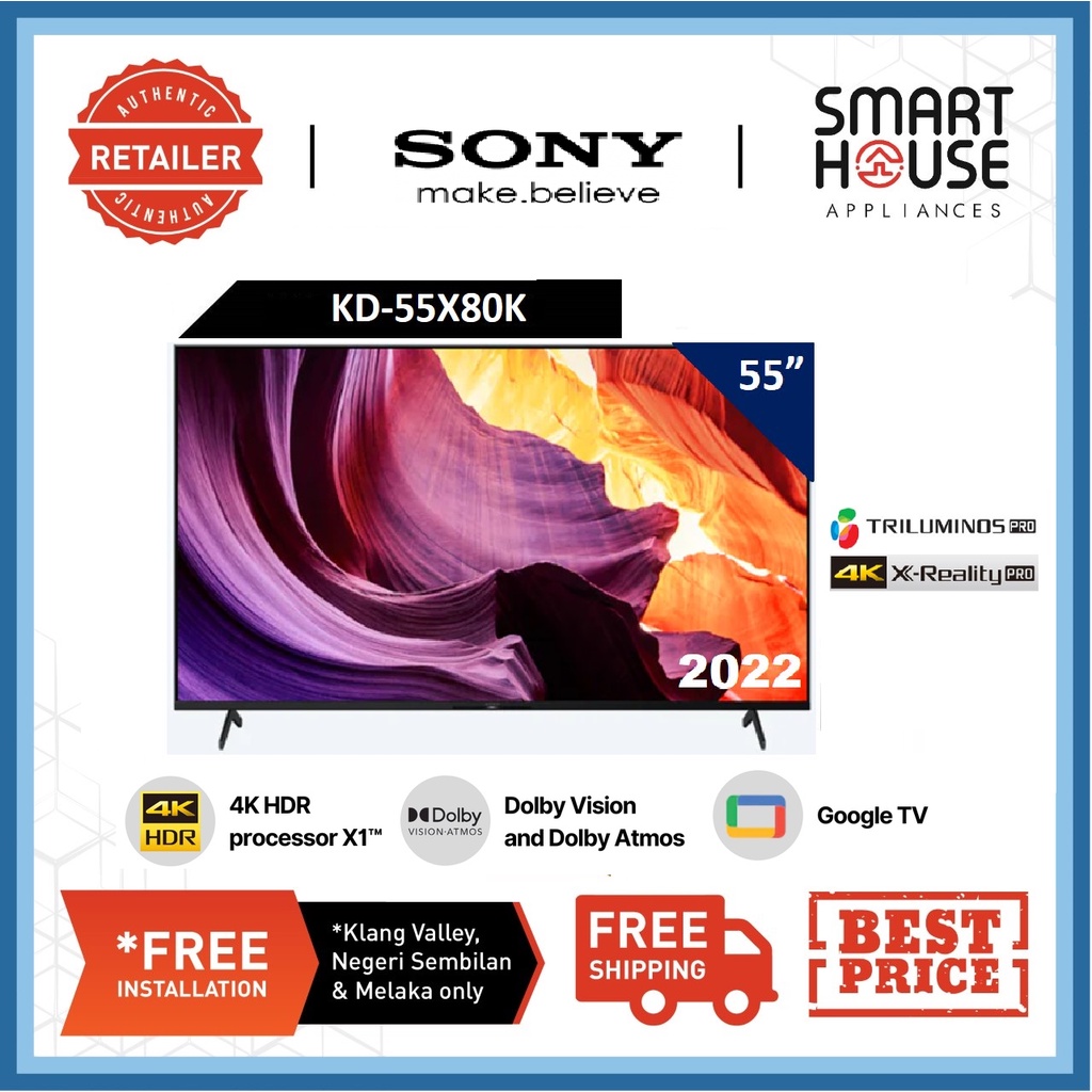 FREE SHIPPING !! Sony 55" X80K KD-55X80K 4K Ultra HD | High Dynamic ...