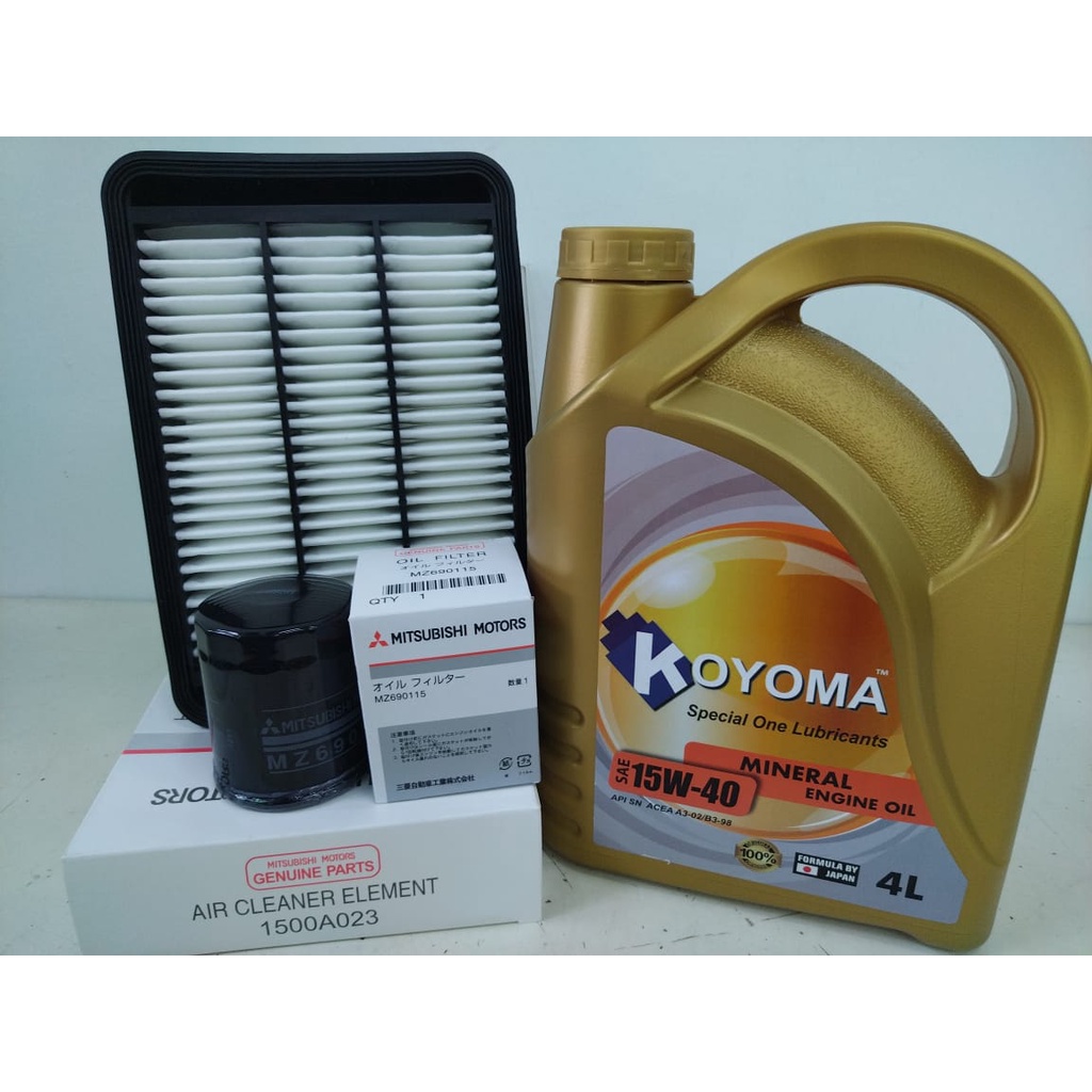 MITSUBISHI LANCER GT, PROTON INSPIRA OIL FILTER + AIR FILTER + KOYOMA 15W40 MINERAL ENGINE OIL