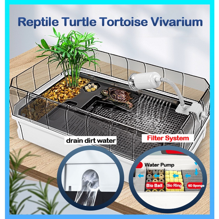 Reptile Turtle Tortoise Vivarium(Large size) Box Aquarium Tank Basking ...