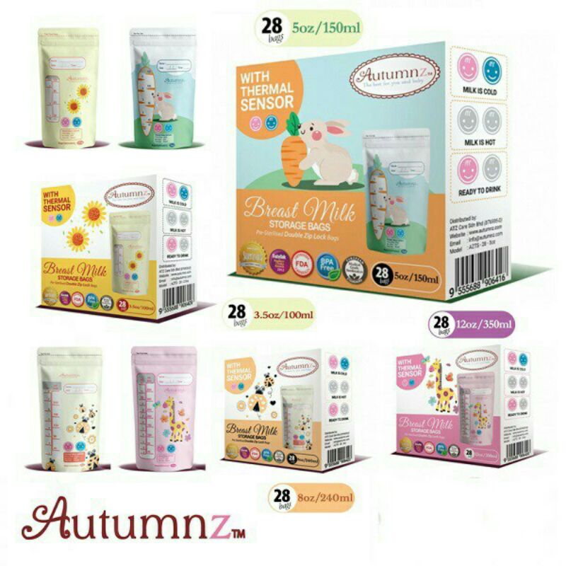 Autumnz Breast Milk Storage Bags 3.5oz / 5oz / 7oz / 12oz 5oz