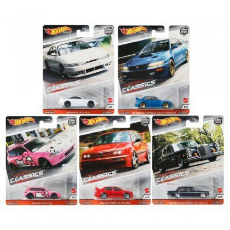 Hot Wheels Car Culture Modern Classic Set Hello Kitty Mercedes-Benz 280  Honda Civic Volkswagen Collection