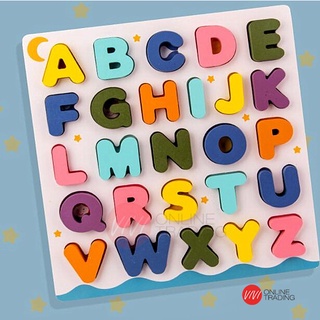Children Kids Alphabet ABC Numbers 123 wooden jigsaw learning educational  puzzle