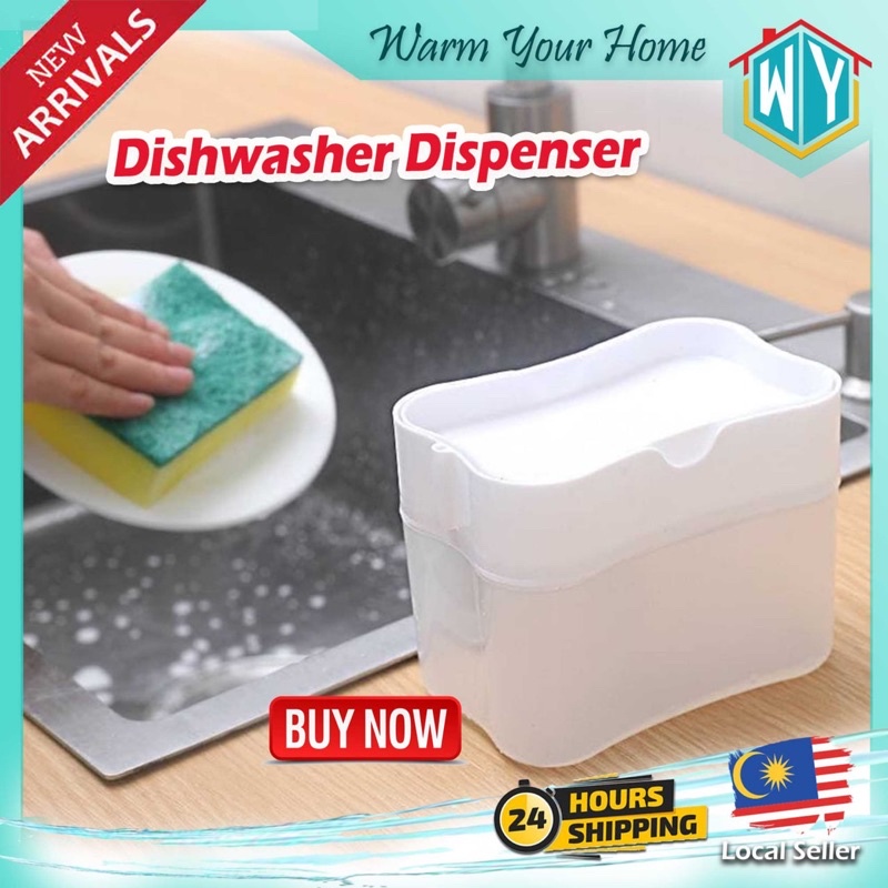 Dish Wash Dispenser With Sponge 2 in 1 Kitchen Dishwash Pump Dispenser ...