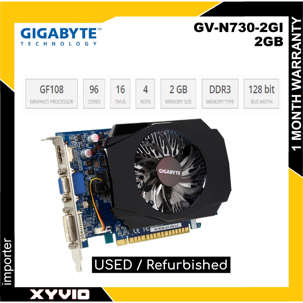 GIGABYTE GV-N730-2GI NVIDIA GeForce GT 730 2GB GPU GRAPHICS CARD ...