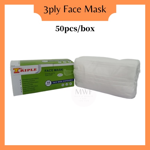 🔥all Ready Stocks🔥 50pc 3ply Triple Disposable Face Mask一次性三层口罩 Shopee Malaysia 3056