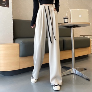 2022 Spring new Korean style high waist drape mopping wide leg long pants  all-match loose straight leg casual pants women