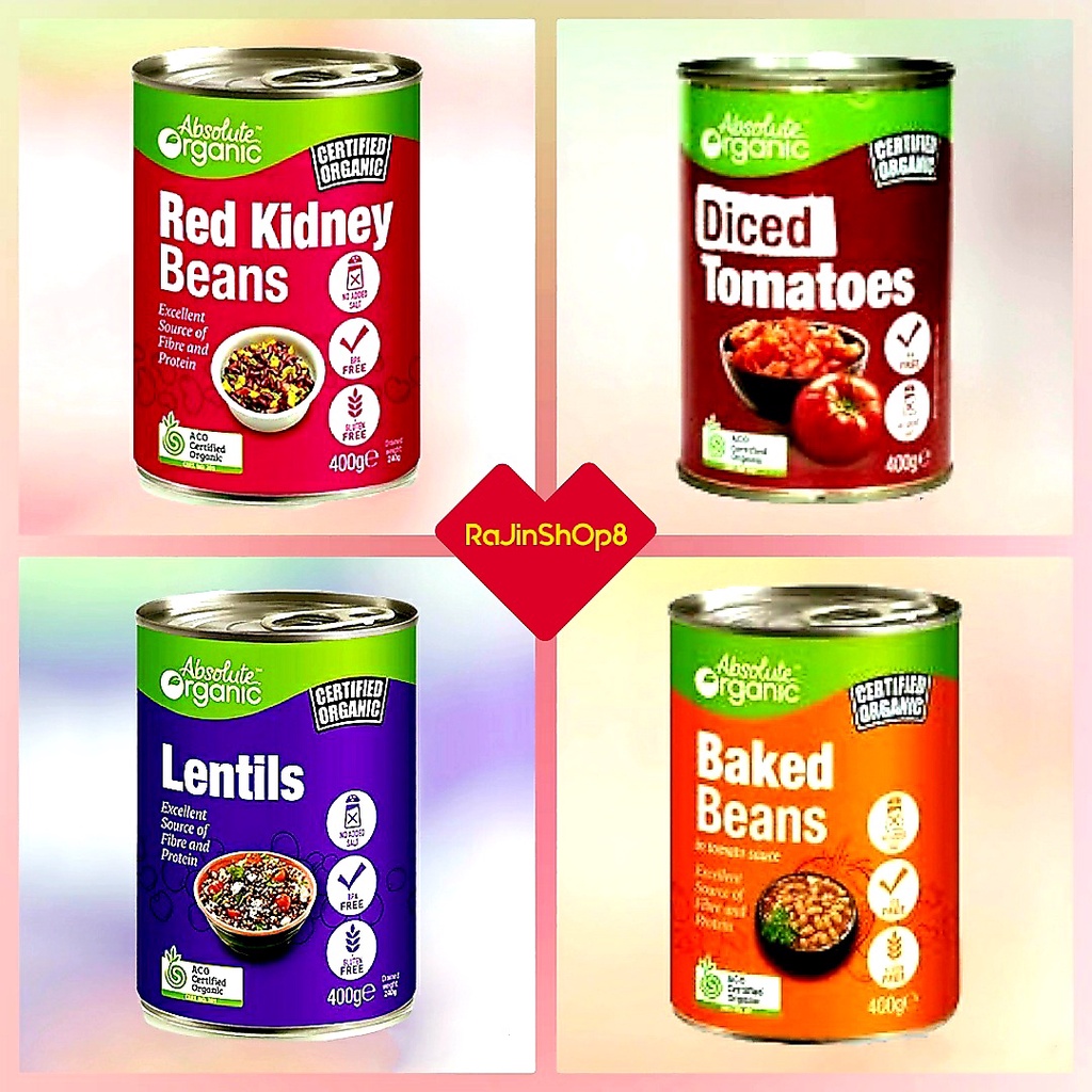 ABSOLUTE ORGANIC Diced Tomato / Lentils / Baked Beans / Red Kidney