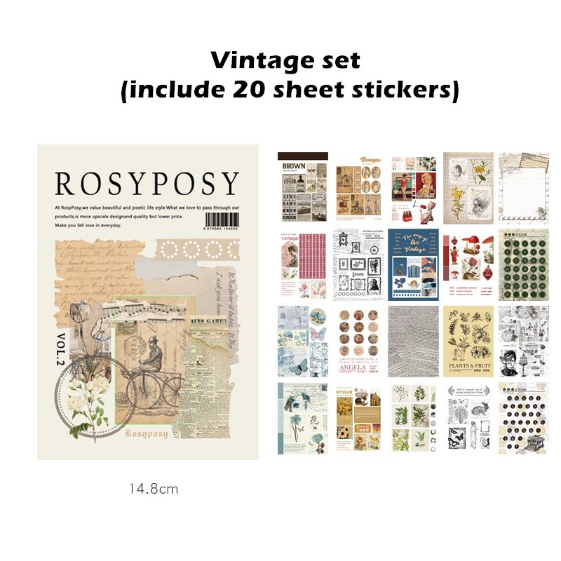 Rosy Posy 20 Page Notebook Sticker Set Vintage Decoration Stickers Post ...