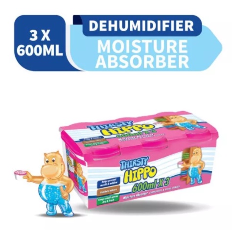 Thirsty Hippo Dehumidifier (600ml) Moisture Absorber Air Humidifier ...