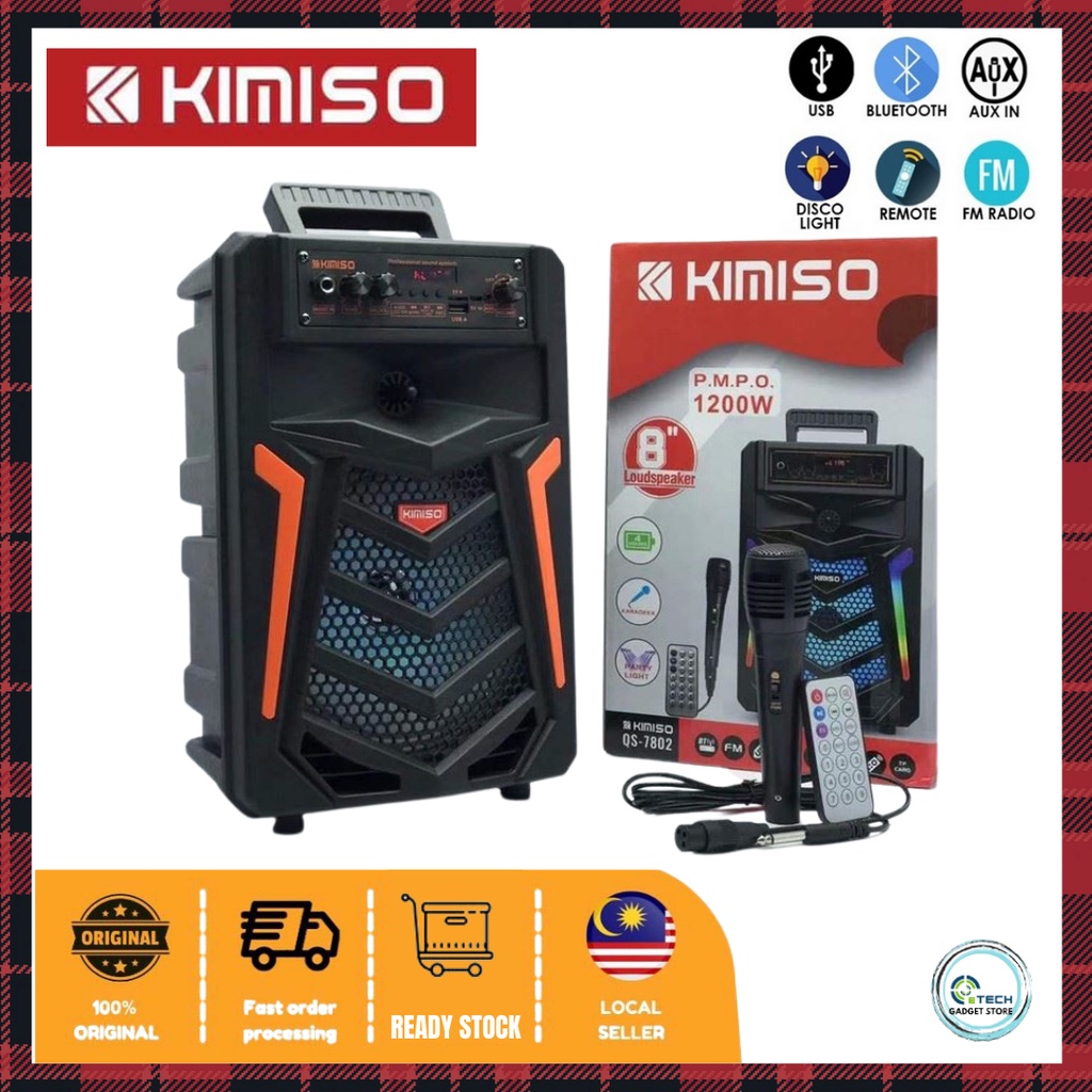 Kimiso Wireless Bluetooth Portable Hifi Speaker With Microphone Super Bass Subwoofer Led