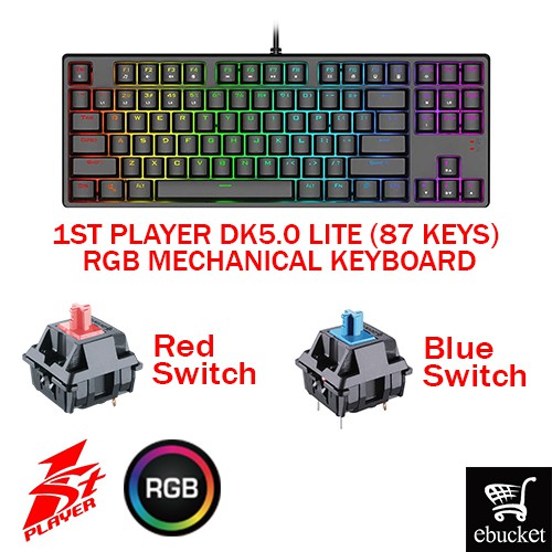 1ST PLAYER DK5.0 LITE (87 KEYS) RGB MECHANICAL GAMING KEYBOARD (RED ...