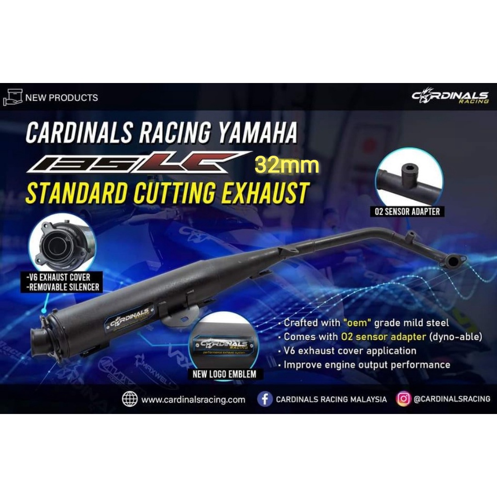 LC135 V6 EXHAUST PIPE ( STD ) 32MM CARDINALS ( LIMITED STOCK ) | Shopee ...