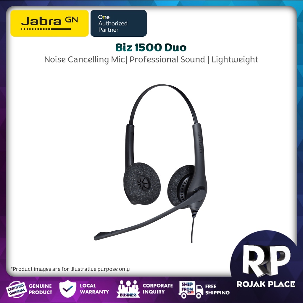 Jabra BIZ 1500 Duo Professional Corded Headset Noise Cancelling