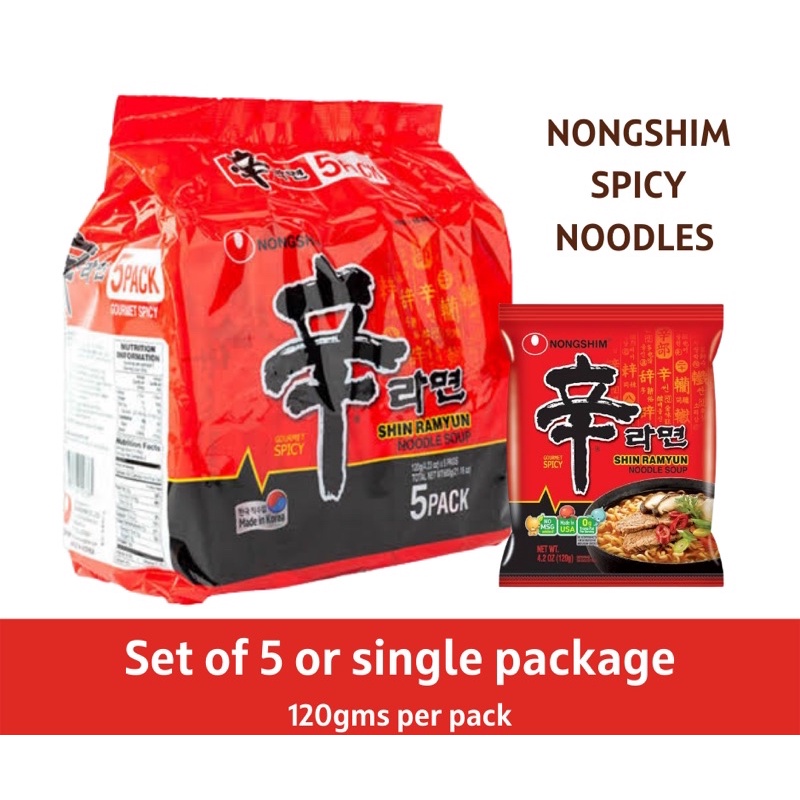 NONGSHIM SHIM RAMYUN SPICY NOODLE SOUP 5pouches in 1pack | Shopee Malaysia