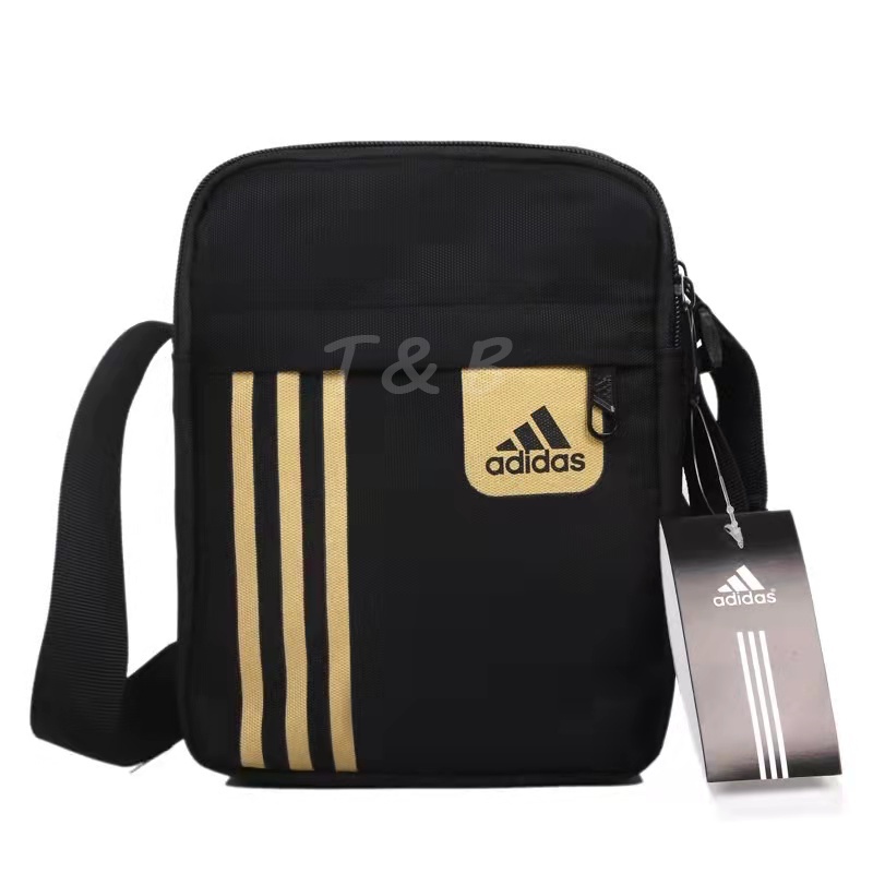 Malaysia Seller Adidas Soft Nylon Bag Man Sling Bag Fashion Sport CrossBody Bag Travel Beg Silang Lelaki Beg Lelaki gold PGMall