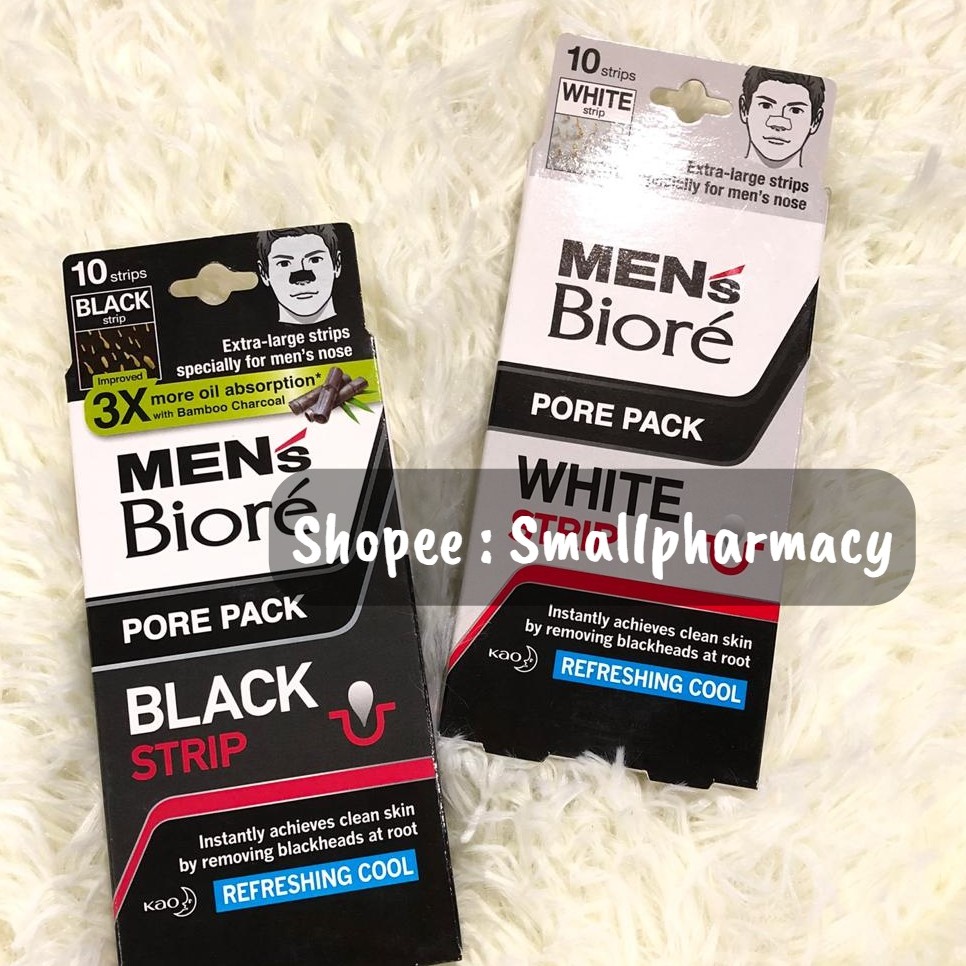 Biore Men Nose Pore Pack White / Black Charcoal Strip 10s | Shopee Malaysia