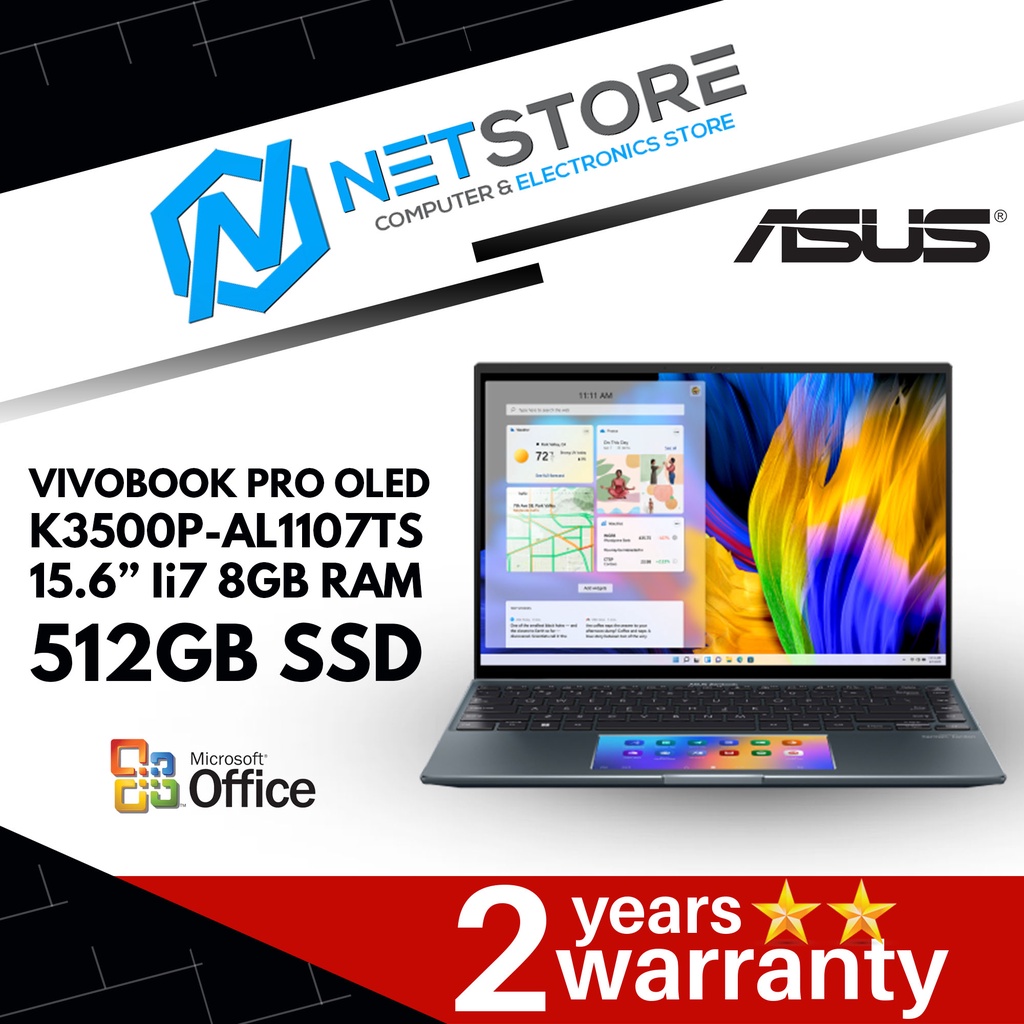 ASUS VIVOBOOK PRO OLED K3500P-AL1107TS 15.6” Ii7 | 8GB RAM 512GB SSD ...