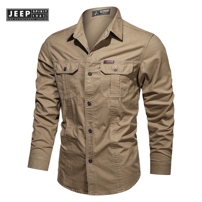 JEEP SPIRIT 1941 ESTD Men's Casual Military Shirt - Size 5XL | Shopee ...