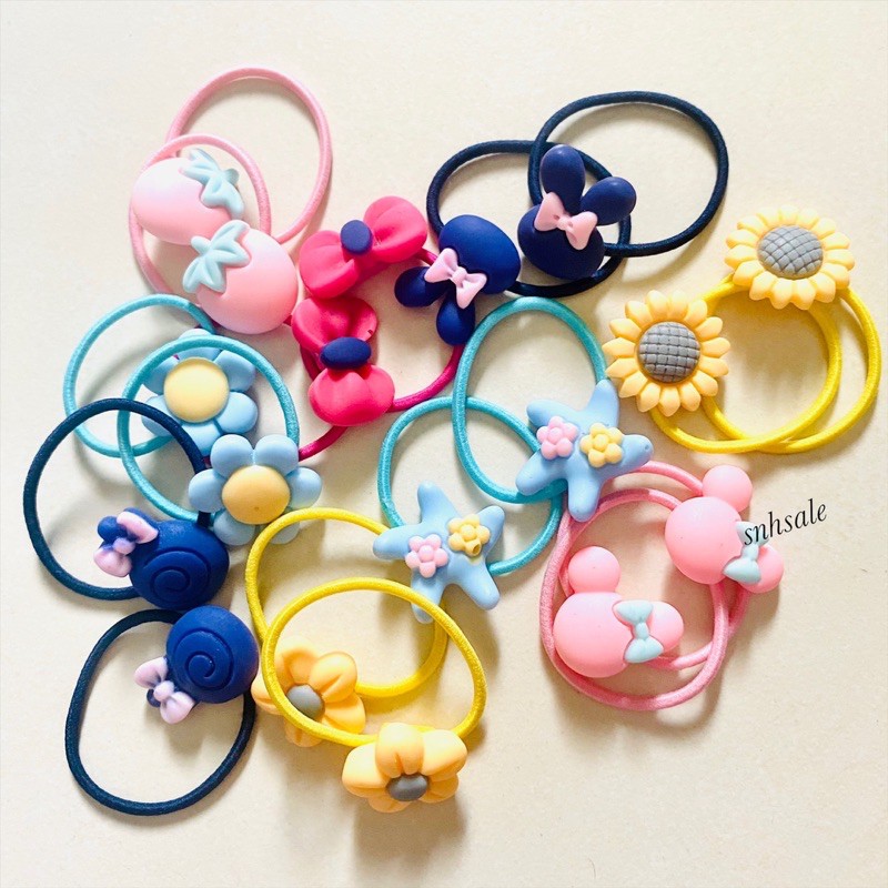 Kids cute colorful hair bands getah rambut baby comel (2pcs/set ...
