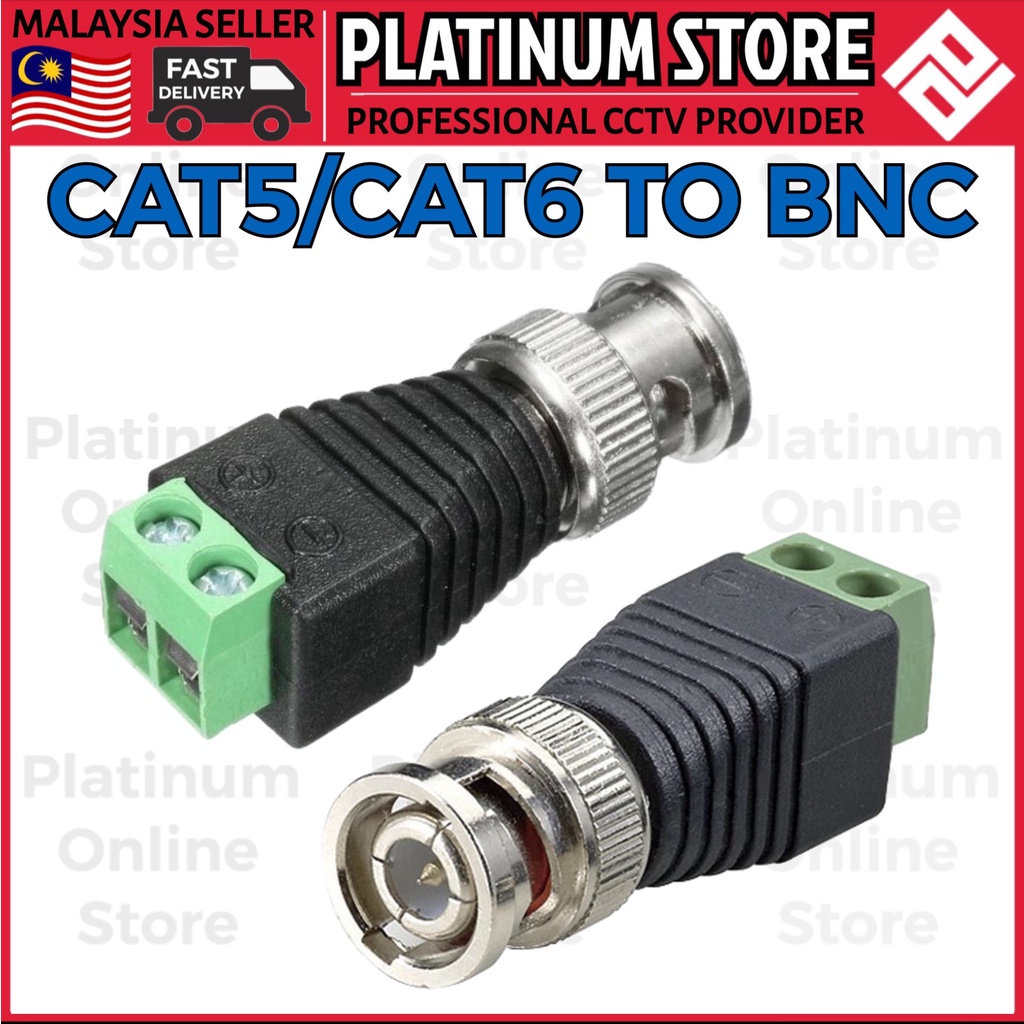 CAT5 to BNC Coaxial Video Connector converter adaptor CCTV Camera use ...