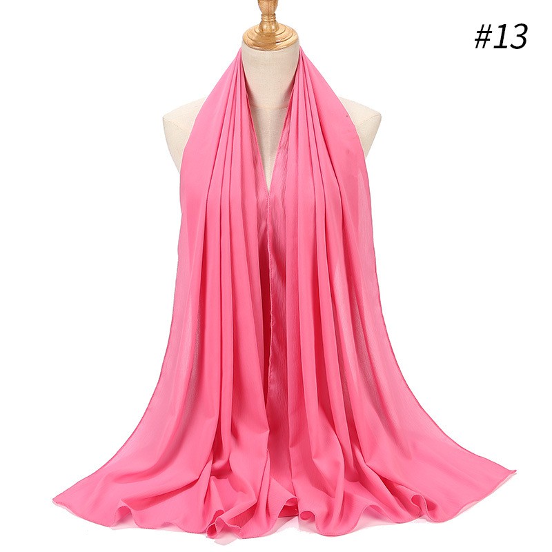 Jifang Ready Stock Plain Pleated Wrinkle Thick Chiffon Shawl Scarf