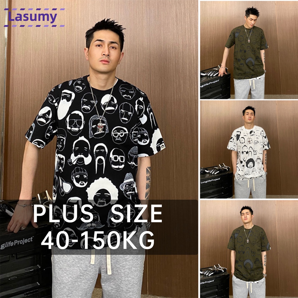 Mens Plus-Size Casual Loose Short-Sleeve Shirt And Pants Set