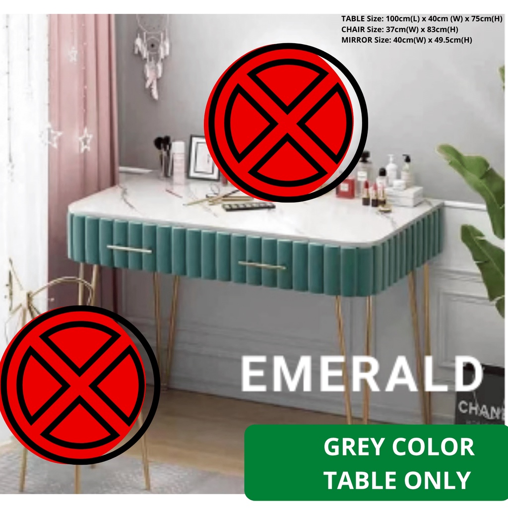 Meja Solek / Dresser Table / Dressing Table Set / Ribbon Chair Metal /  STARS Fabric Console Table Green Grey Beige Color | Shopee Malaysia