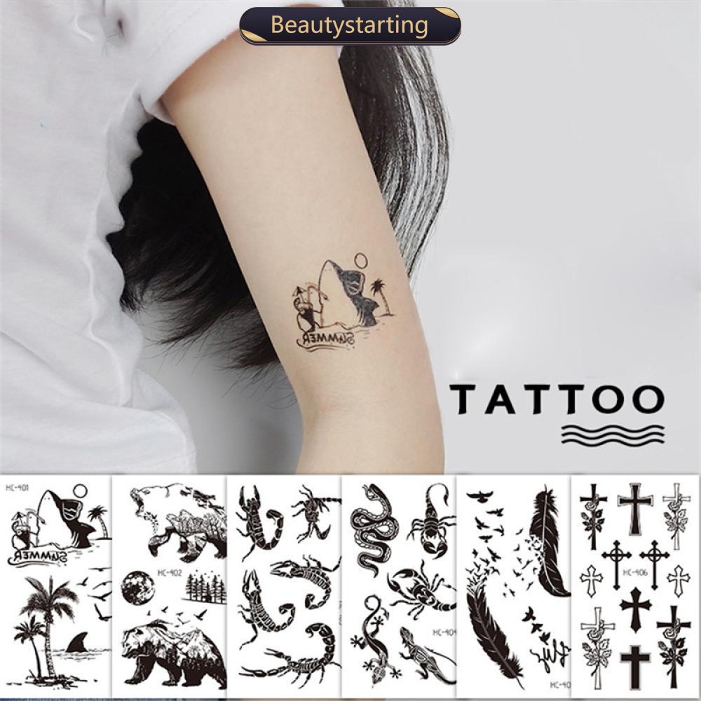 BEAUTYSTARTING Simple Black Small Fresh Tattoo Stickers Waterproof Long ...