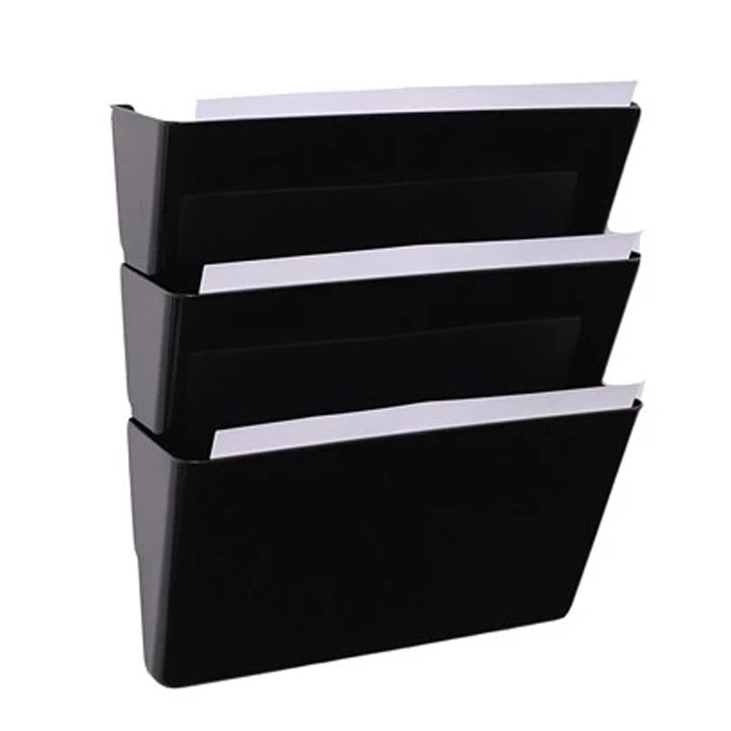 Black Wall Mount Pocket File Organizer Holder Wall File Organizer ...