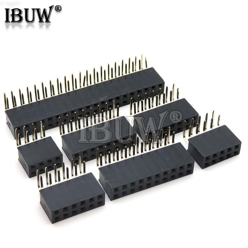 10pcs 254mm Ra Double Row Female 2~40p Pcb Board Right Angle Pin Header Socket Connector 