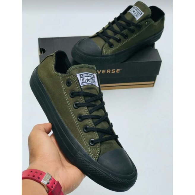 HITAM HIJAU Men's Sneakers Army Green Sole Gum And Black High Hi Canvas