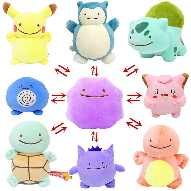 20cm Pokemon Bulbasaur Ditto Metamon InsideOut Cushion Plush Figure