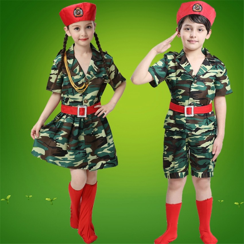 Baby Girls Dress Scouting Uniform Camouflage Army Suit Comfortable