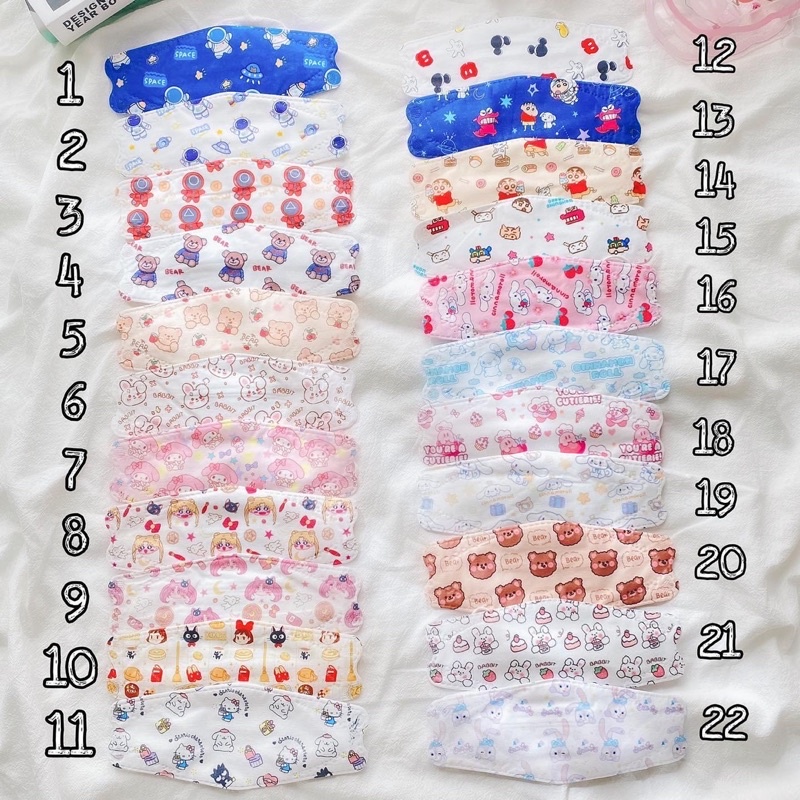 Korean KF94 Mask with Cute Patterns 1 Bag of 10 | Shopee Malaysia