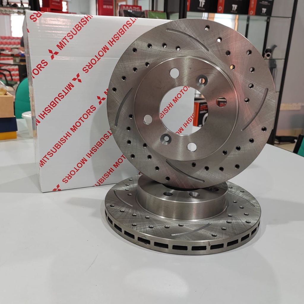 MITSUBISHI DISC ROTOR SLOTTED & DRILLED (FRONT) - PROTON SAGA BLM / FL ...