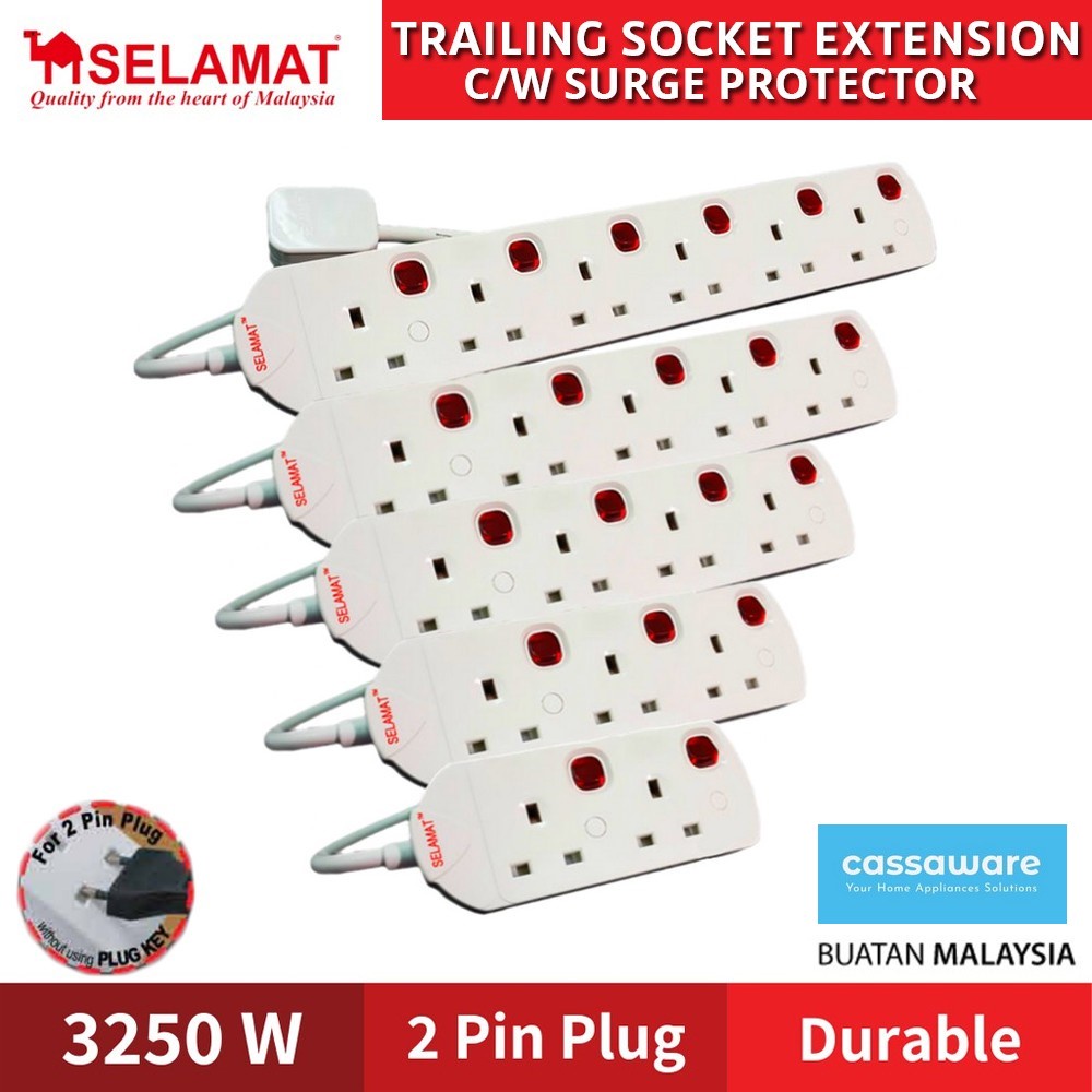 SELAMAT Extension Socket with Cable 2 Gang ~ 5 Gang | 2M & 5M High ...