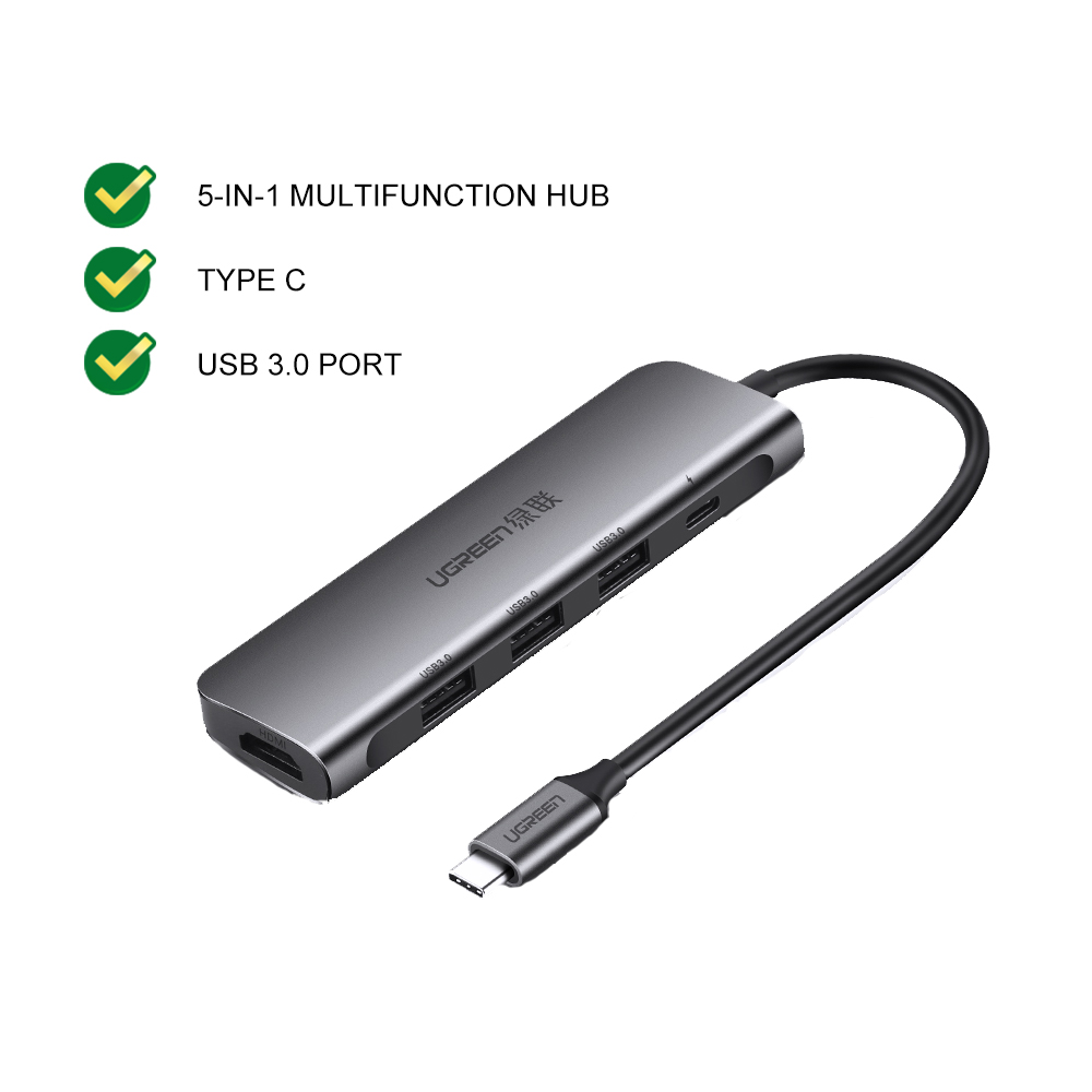 UGREEN 5 in 1 Type C Hub USB 3.1 Adapter Dock with 4K HDMI Port 3 USB 3 ...