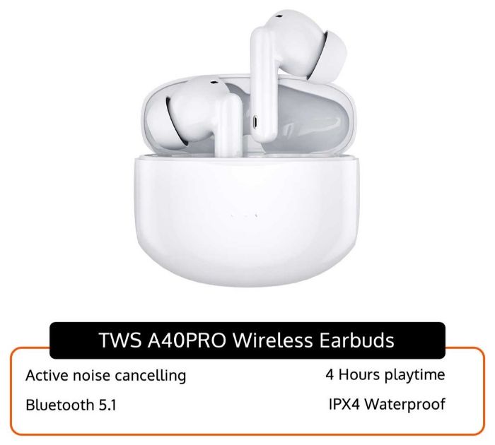 TWS Wireless Earphone A40Pro TWS HD Sound Wireless Earbuds Shopee