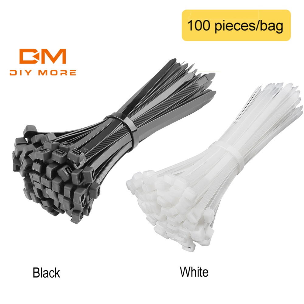DIYMORE 100pcs 94V-2 Plastic Cable Zip Ties Heavy Duty Nylon Wrap Wire ...