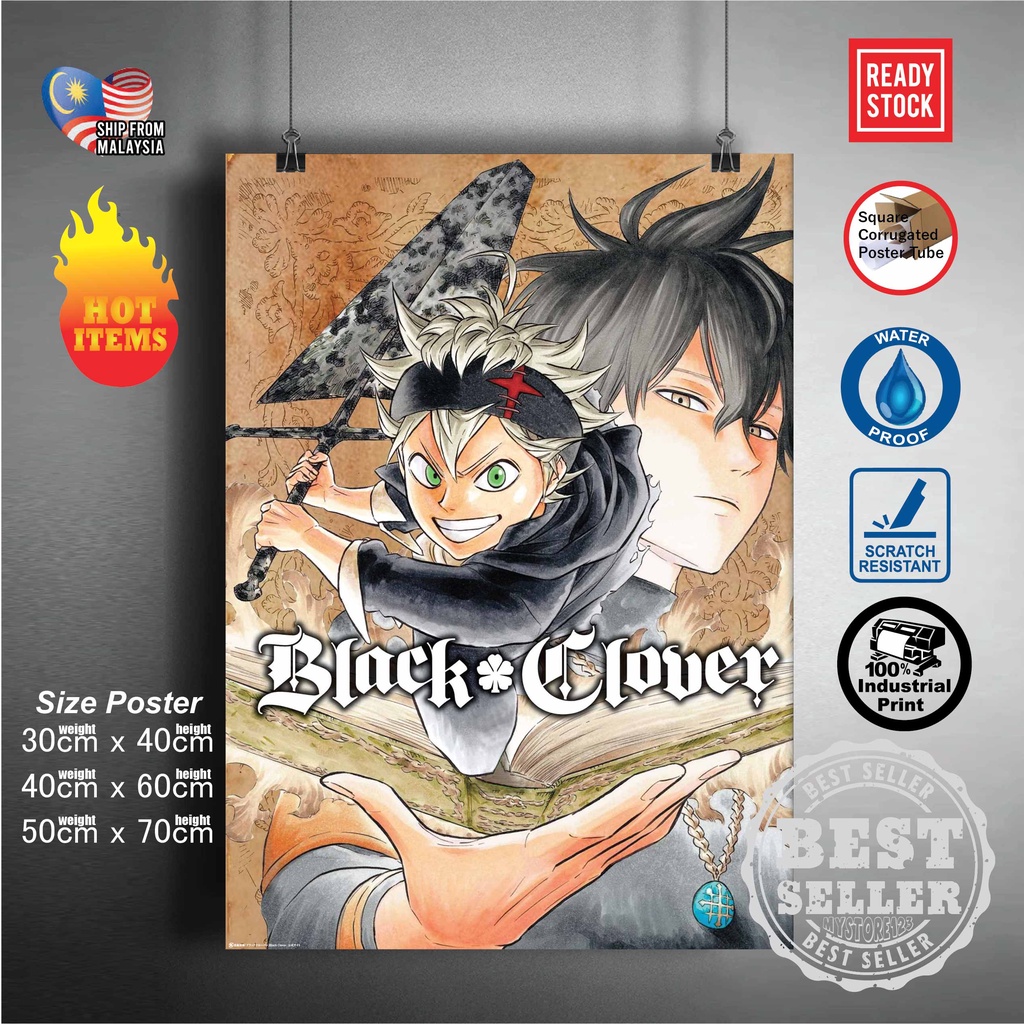 READY STOCK) Black Clover Poster Anime | asta | sally| Black Bulls | female  | Charmy | yuno | wall Sticker poster deco | Shopee Malaysia