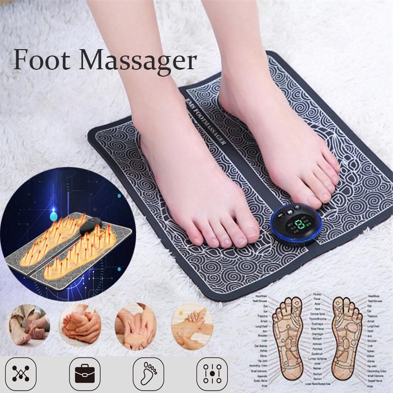 Rechargeable Portable EMS Electric Foot Massage Pad Feet Simulator ...