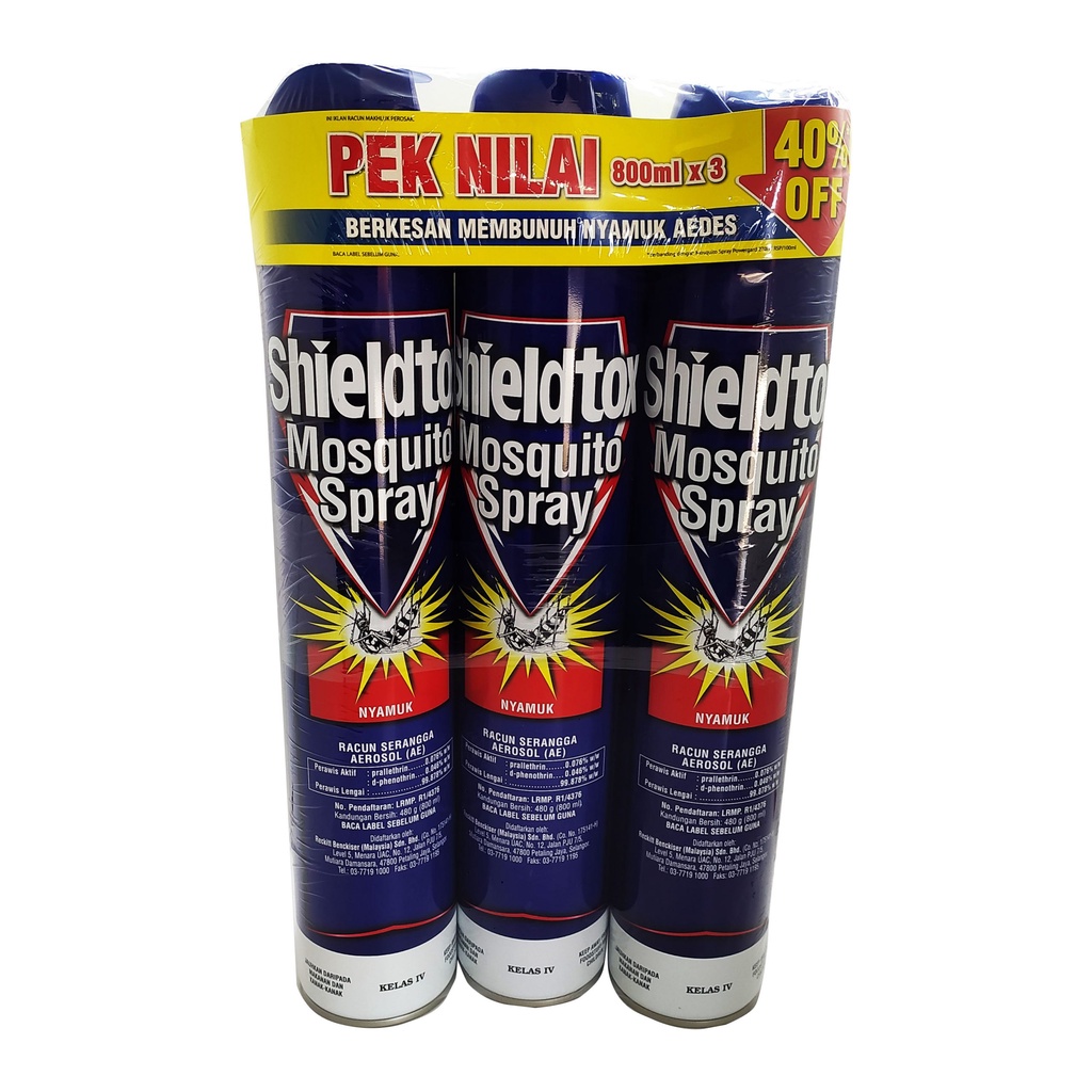 Shieldtox Mosquito Spray Aerosol (800ml x 3) [Value Pack] | Shopee Malaysia