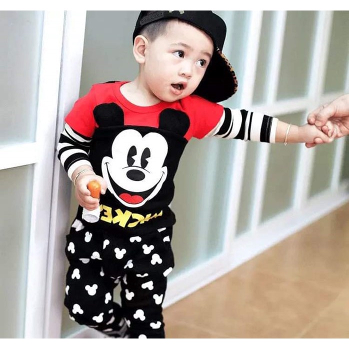 EMC - Mickey Stripe Short Set - Red main image 1