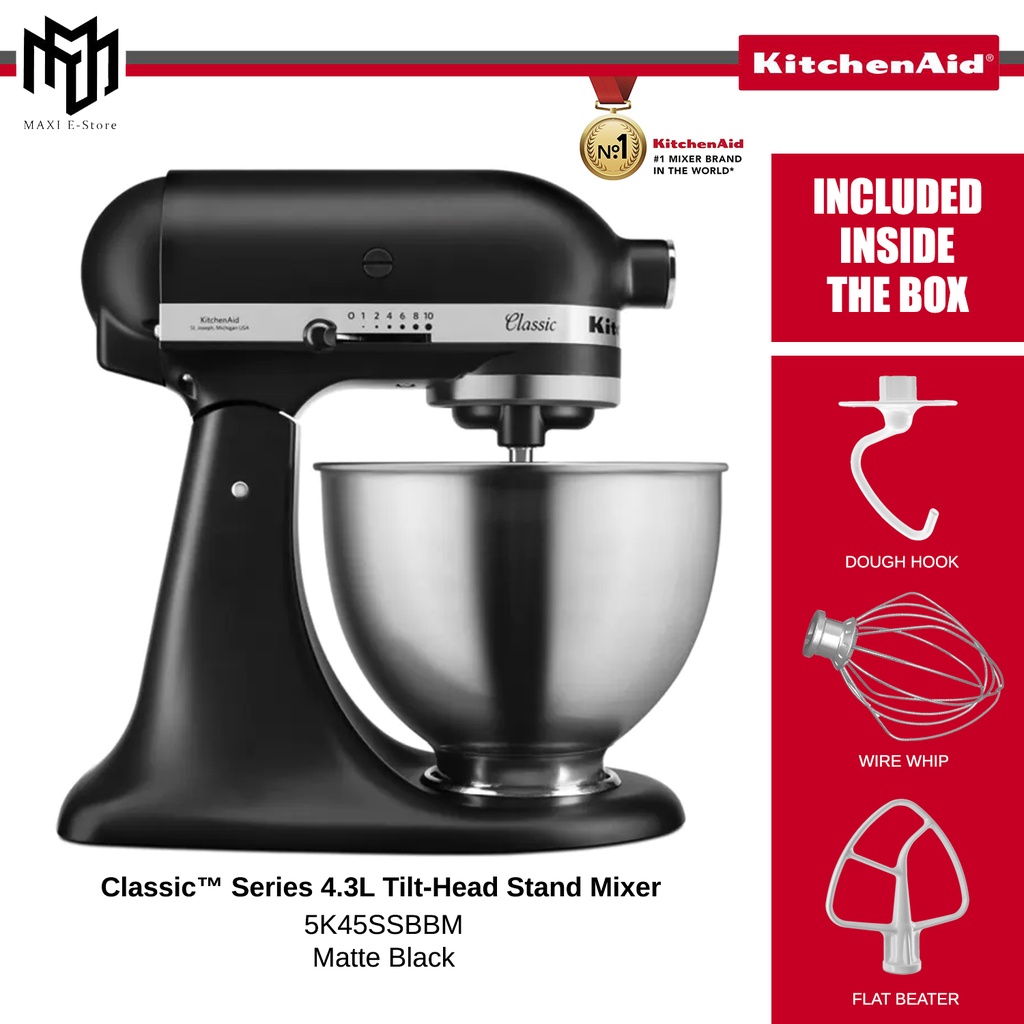 KitchenAid Classic Series 4.3L TiltHead Stand Mixer 5K45SSB (White