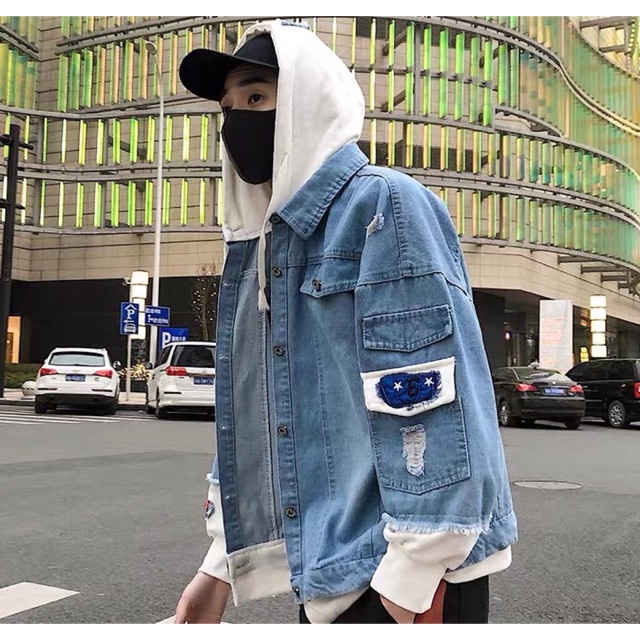 Denim Jacket Hoodie Street Style Wear