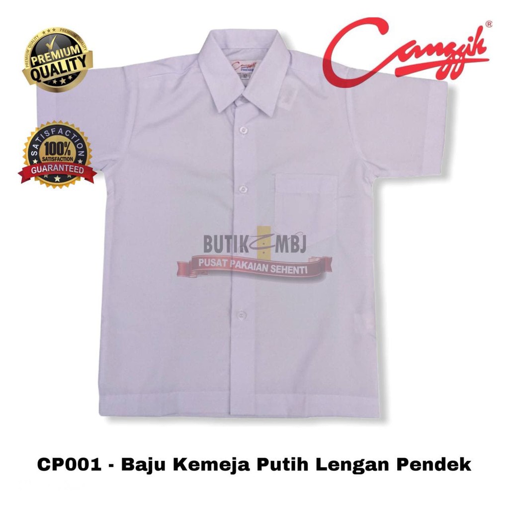 CP001 - Baju Kemeja Putih Sekolah Lengan Pendek Jenama Canggih Original ...