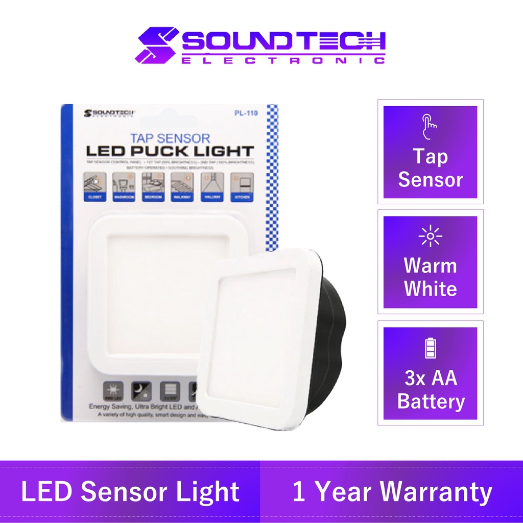 Soundteoh Tap Sensor LED Puck Light / Light PL110 Wireless